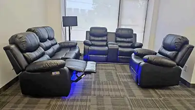 Black Leather Recliner Set, View more