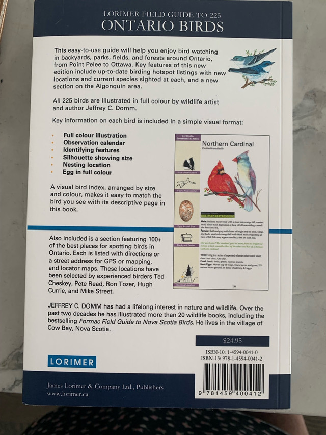  Book Ontario birds, Lorimer Field guide, soft cover in Non-fiction in La Ronge - Image 2