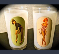 Vintage Key Hole Pin-up Drinking Glasses