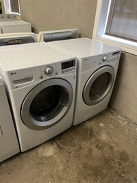 LG front load washer electric dryer white clean working 