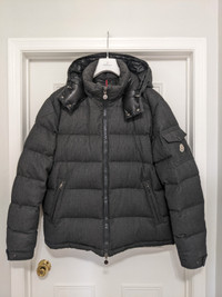 Moncler Men Montgenevre Grey Wool Puffer Jacket Size 7 / XXL