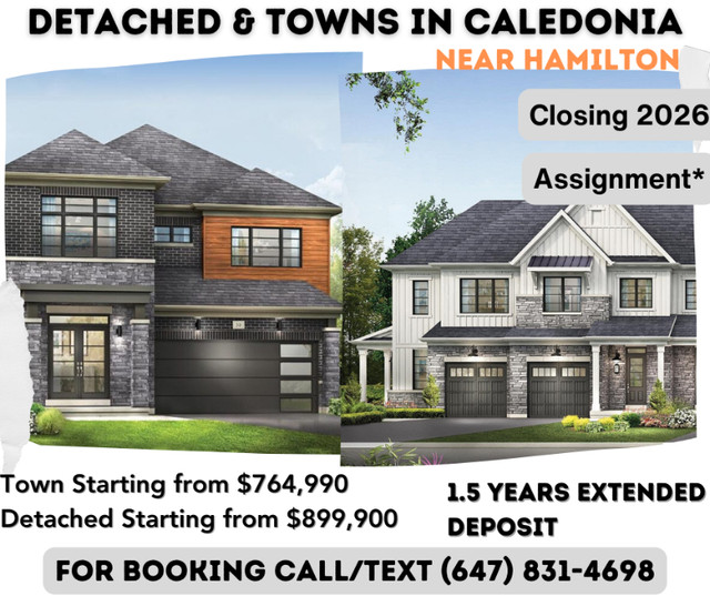 New Detached & Towns in Caledonia in Houses for Sale in Hamilton