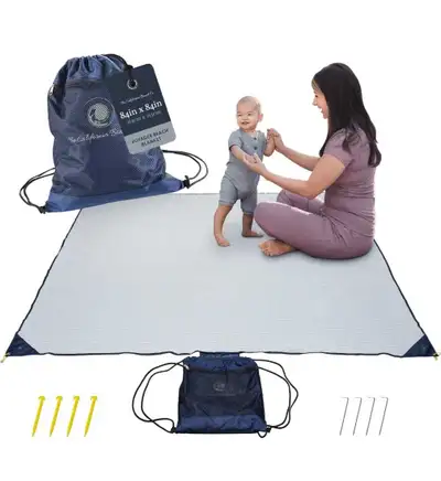 California Drawstring beach blanket 7 x 7' weighted corners new, View more