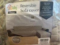 L Shaped Beige Reversible Large Couch Sofa Cover Protector