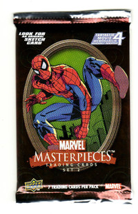 MARVEL MASTERPIECES 2008 SERIES 2  UNOPENED PACK SPIDER-MAN WRAP