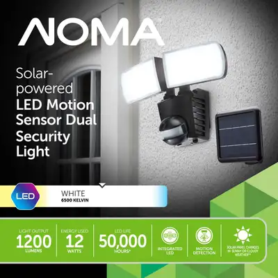 Brand New NOMA Solar Powered Motion Sensor Dual LED Security Lig, View more