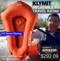 Klymit LiteWater Dinghy, Inflatable Backpack Travel Raft