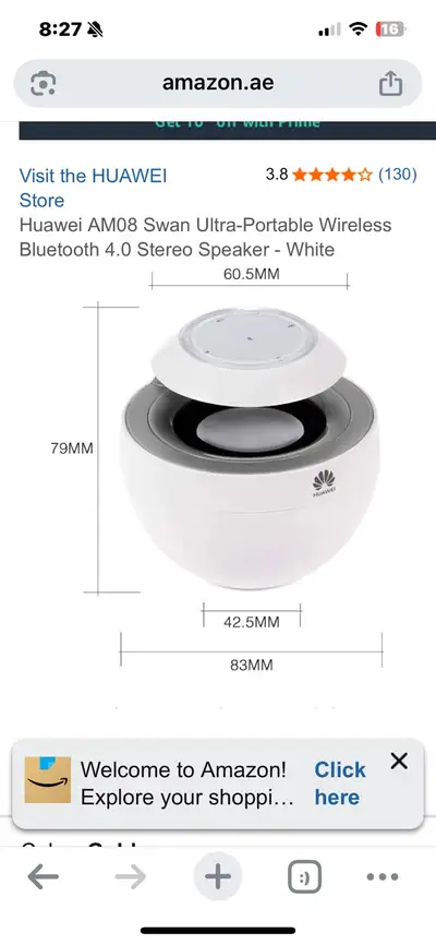 Listen to your favourite tunes on the go with this Huawei AM08 Swan Ultra-Portable Wireless Bluetoot...