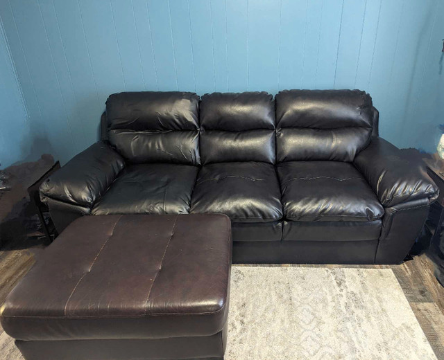 Semi-leather Couch with Ottoman for sale  in Couches & Futons in Trenton