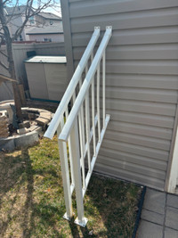 Pair Of White Aluminum 3 Step Stair Railing
