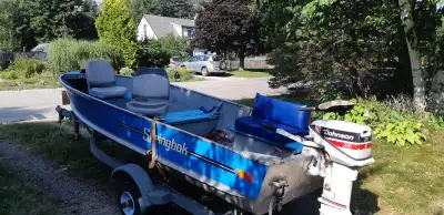 includes electric trolling motor, oar , life jackets and safety kit