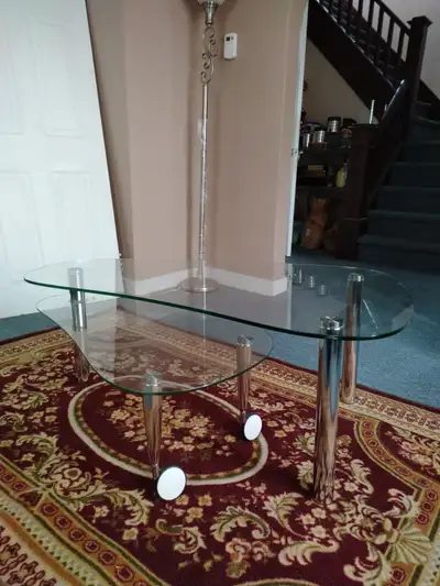 Nice Glass Coffee Table, metal legs Size:120X60 cm