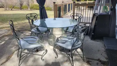 Indoor/outdoor glass top swan theme dining set , View more
