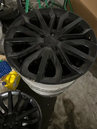 Oem Audi 15 spoke star design wheels in black, came off a 2016 Audi A6. Only comes with 3 wheels. Ca...