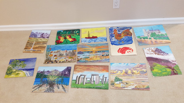 Fun Colours Oil Paintings on Paper, Canvas or Wood - $1 Each in Arts & Collectibles in Edmonton - Image 2