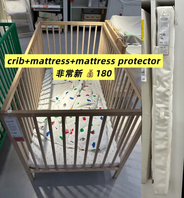 Ikea Sniglar Crib+Mattress+Mattress Protector in Cribs in Mississauga / Peel Region - Image 2