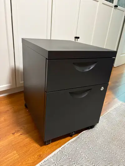 Black 2-drawer mobile filing cabinet on wheels, View more
