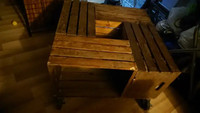Crate box coffee table with wheeks