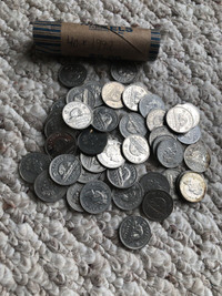 Full roll of 1992 Canadian nickels.  Coins