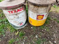 Antique Esso, Texaco & Shell Grease Pails with Pumps