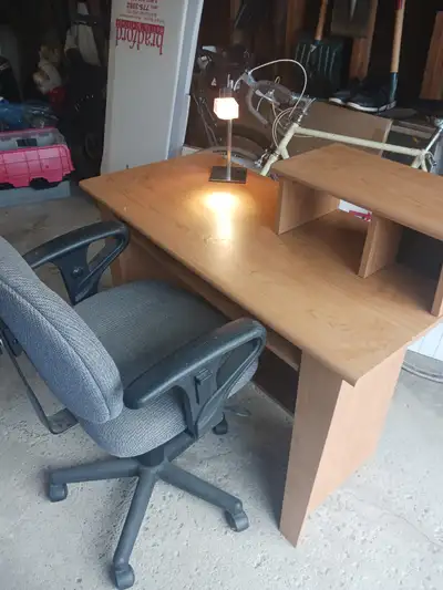 Small Student desk, chair, lamp, View more