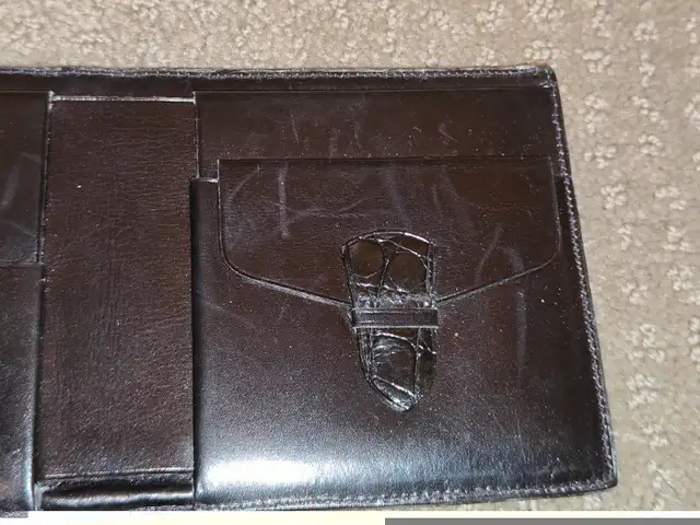 Handmade Faux Croc Patent Genuine Leather Billfold Men Wallet in Men's in Calgary - Image 6