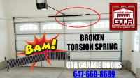 Broken Torsion Spring Replacement $169 New