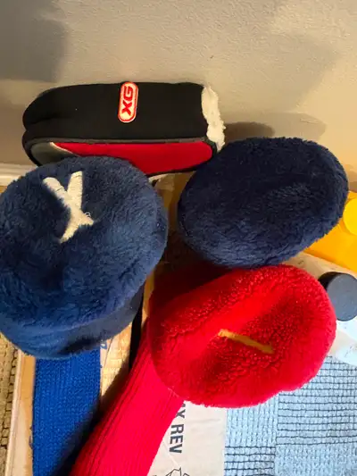 4 Golf club and iron covers $5 each, gently used Plus golf clubs - right handed irons, drivers, golf...