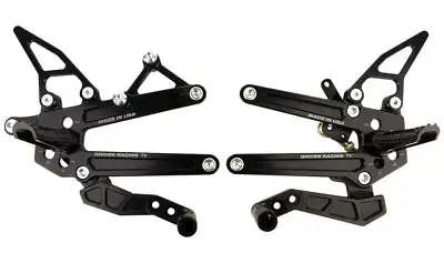 Driven TT Black Aluminum Rearsets for '13-15 Triumph 675/675R (DRP-707-BK) Also fits other generatio...