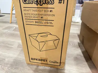 I'm selling a case of Cafe Express Kraft Take-Out Boxes #1, perfect for restaurants, caterers, or an...