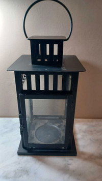 11"T Black Lantern Tall Candle or Tealight indoor/Outdoor Use