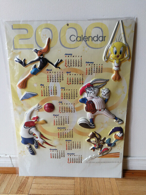 MINT Warner Bros. Looney Tunes Collectible 2000 Y2K Calendar in Arts & Collectibles in Oshawa / Durham Region