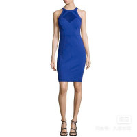 NWT Ted Baker Jashmee Mesh Inset Bodycon Dress Blue