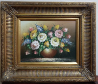 Large Ornate Wood Frame, Still Life Oil Painting, Floral