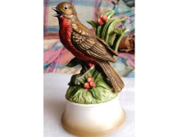 Vintage porcelain bird figurine with music Japan