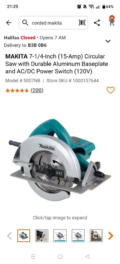 This Makita HS7600 7-1/4-inch circular saw is a reliable tool for your carpentry and construction pr...
