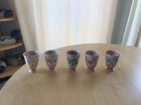 5 Japanese Porcelain Goblet cup glass Seasonal traditional craft