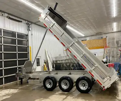 Aluminum dump trailer, great shape. Reason for selling we switched to garbage bins instead.
