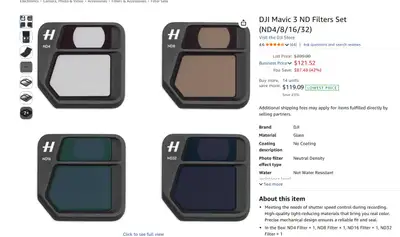DJI Mavic 3 ND Filters Set (ND4/8/16/32), View more