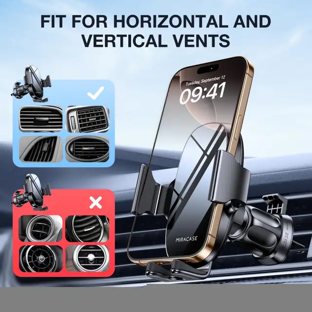 Miracase Phone Holder for Car Air Vent - Used w All Phones in Cell Phone Accessories in Markham / York Region - Image 6
