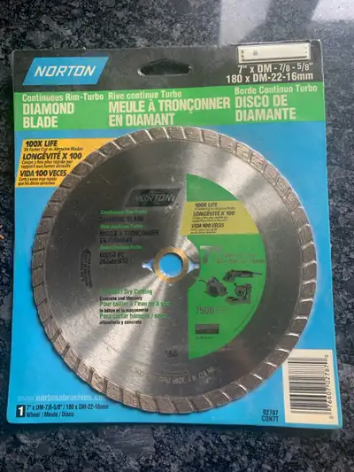 Norton 7” Diamond Blade $15, View more