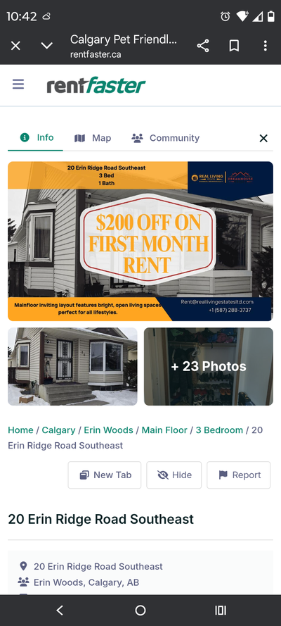 3 bedroom one washroom for rent 20 Erin ridge road Southeast Calgary, for pictures search on rentfas...