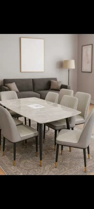 Marble dining table with 6 chairs , View more