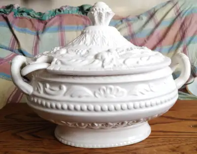 Large White Ceramic Tureen with Ladle NEW, View more