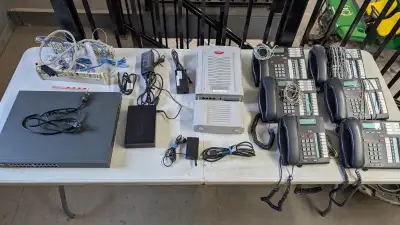 6 Working Avaya Phones, Avaya Business Communications Manager BCM50, D-Link Router, Nortel Ethernet...