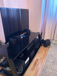 Black tinted glass glossy TV stand/ table