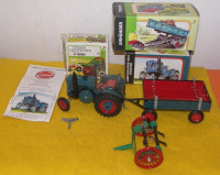 Tractor / Trailer /Swather Rake Wind Up Toy (New Boxed ) Vintage