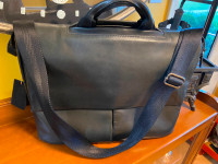 Like New All Leather Black Danier Leather Messenger Laptop Bag