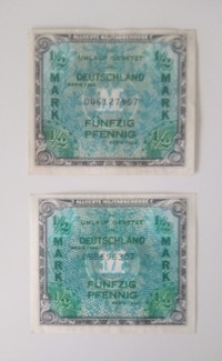 1/2 mark pfennig German  banknote