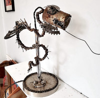 Handmade Welded Scrap Metal Dragon Lamp - ONE OF A KIND ORIGINAL